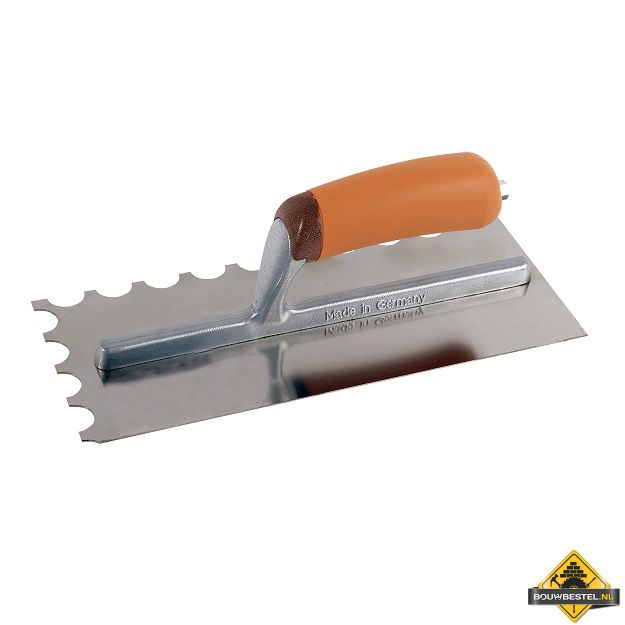 Lijmspaan Super Prof 280x120 mm RVS. halfrond 20x10 mm met SUPERSOFT-handgreep