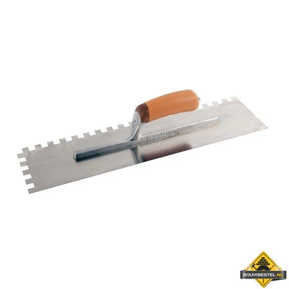Lijmspaan Super Prof 480x120 mm RVS. 10x10 mm met SUPERSOFT-handgreep