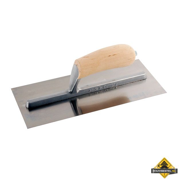 Pleisterspaan SUPER PROF 305x120x0.65 mm met houten handgreep. RVS