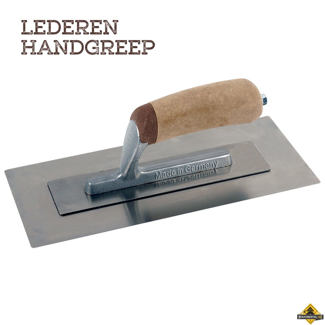 Pleisterspaan FLEX SUPER PROF PURE 330x125x0.4mm RVS met Leren handgreep