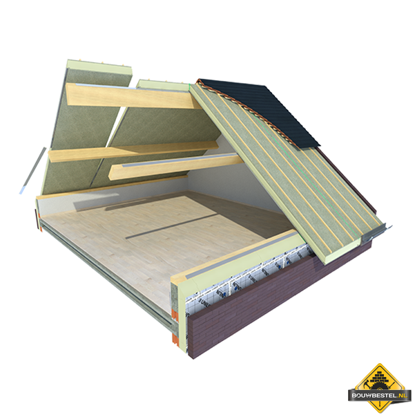 Usystem Roof SW Easy Airtight Dakplaat - Rc 6,3 - Dikte 155mm - Kleur Wood Origin 12 + 10 - Per M2