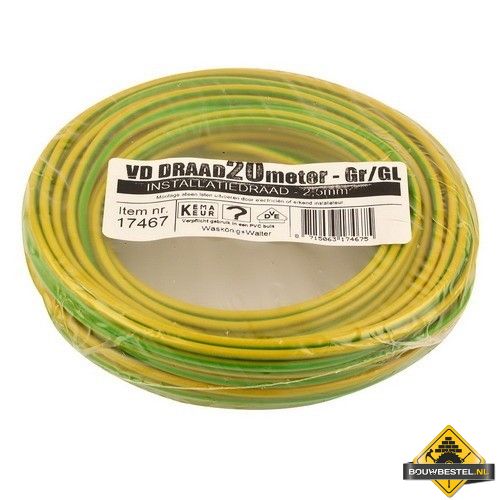 VD-draad 2.5 mm2 geel/groen - 20 meter