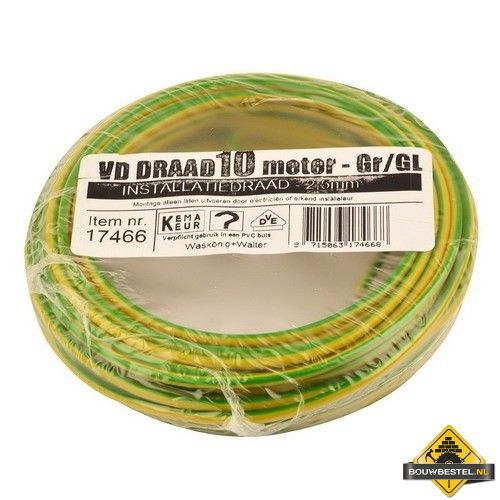 VD-draad 2.5 mm2 geel/groen - 10 meter