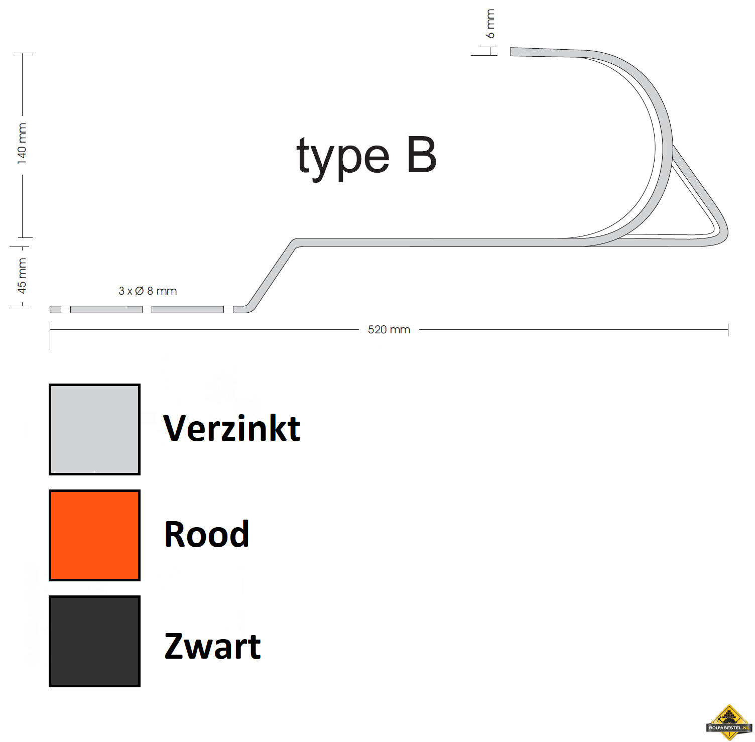 Veiligheids- & Ladderhaak verzinkt blank Type B