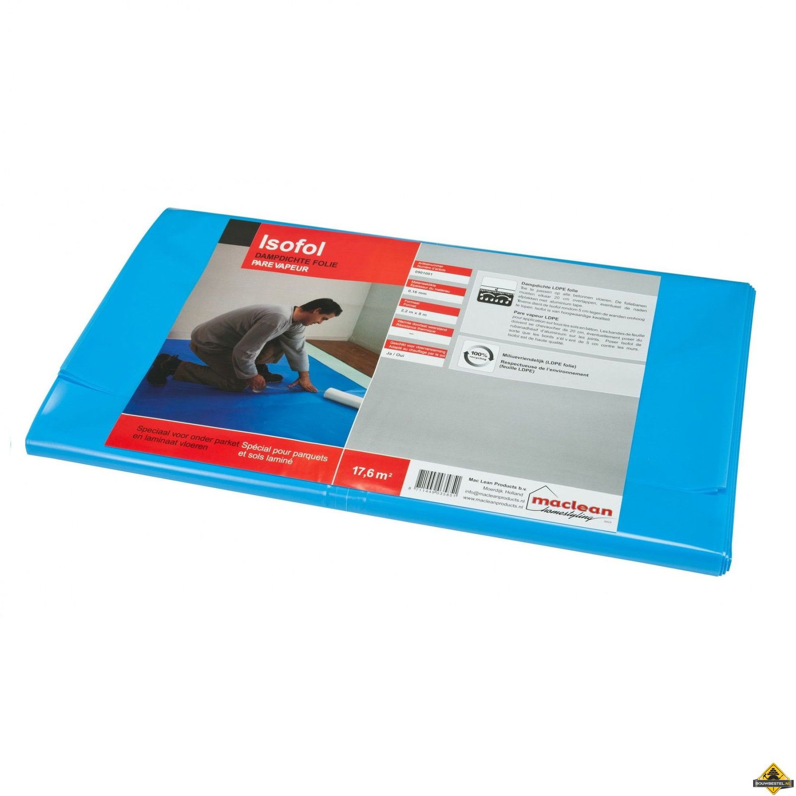 Isofol Blauw vochtscherm laminaat / parket 2.2x8m