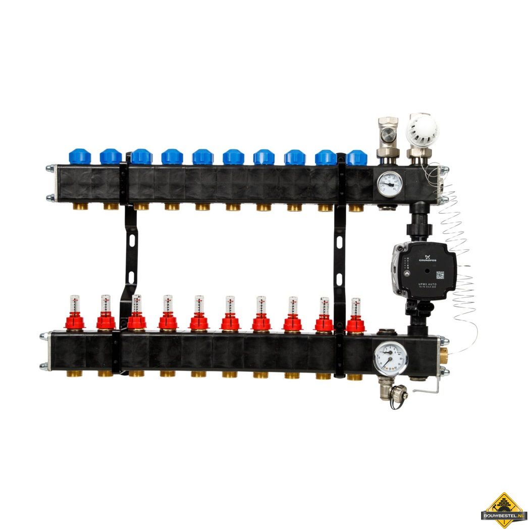 VTE composiet vloerverwarming verdeler met Grundfos UPM3 pomp 10-groeps