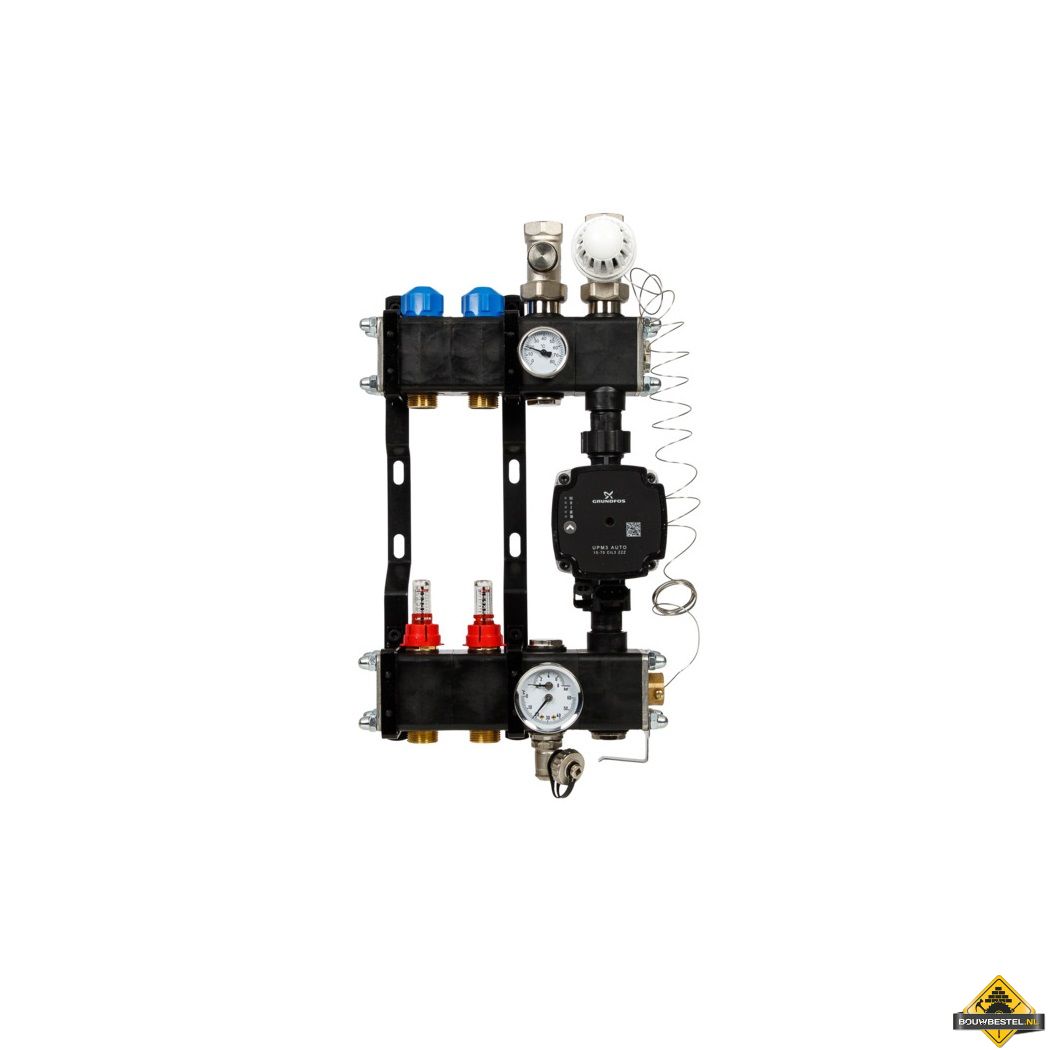 VTE composiet vloerverwarming verdeler met Grundfos UPM3 pomp 2-groeps