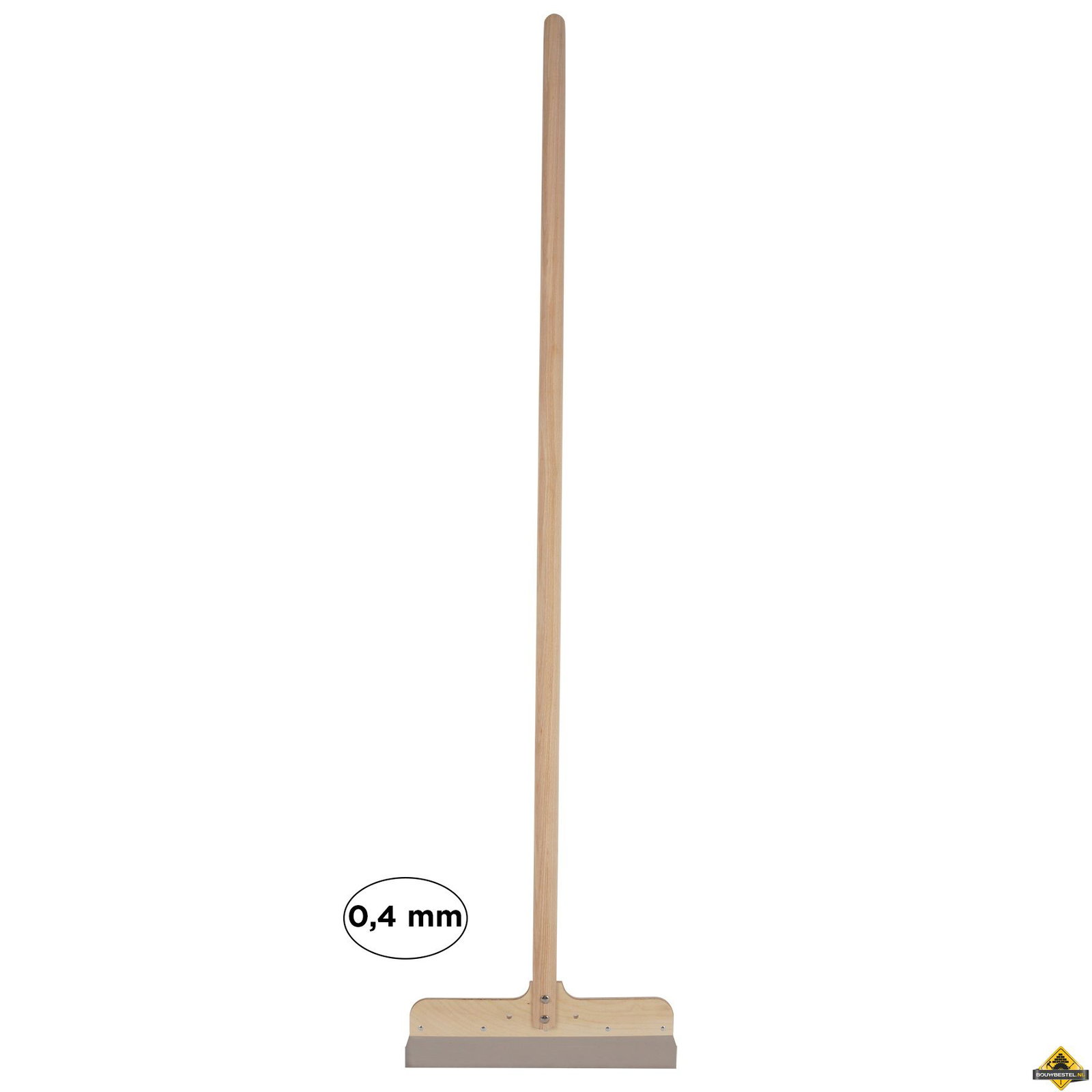 Wand-/vloerschraper met houten steel laag model - 0,4 mm