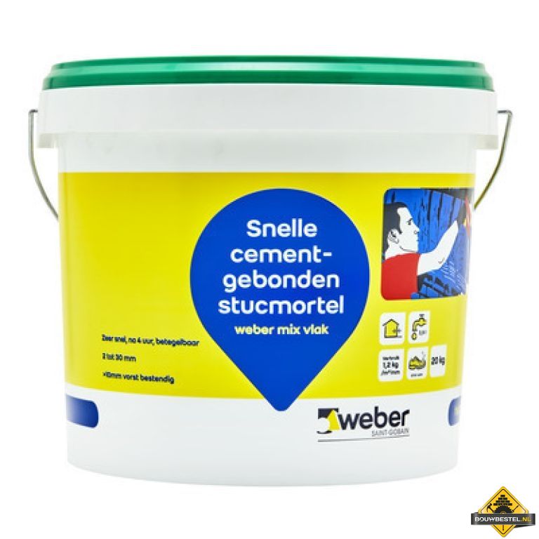 Weber Beamix Rhinovlak Snelle cementgebonden stucmortel egalisatiemortel 20 kg