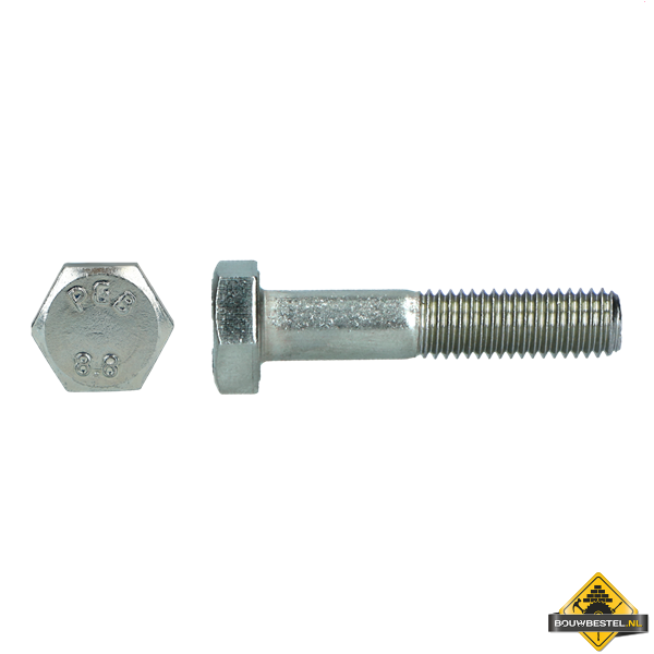 Zeskantbout staal 8.8 DIN 931 M12x160mm Verzinkt | Per stuk (UITVERKOOP, OP = OP)