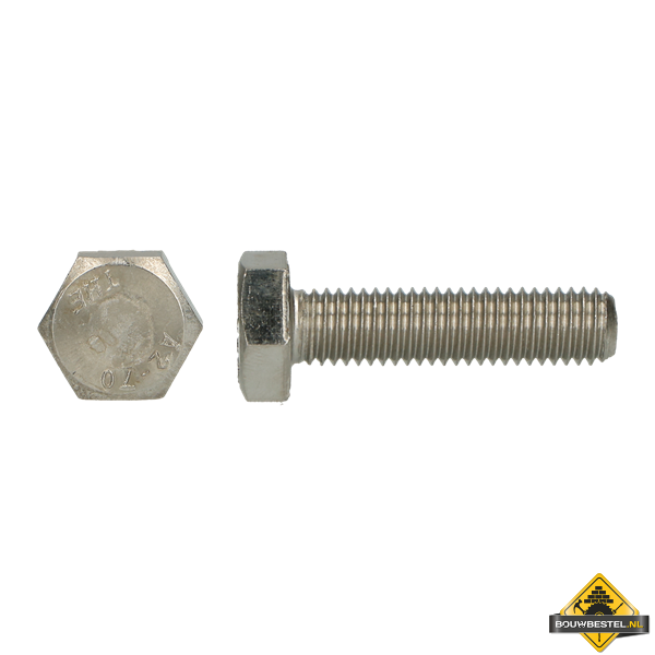 Zeskanttapbout RVS A2-70 DIN 933 M8x100mm | 50 stuks