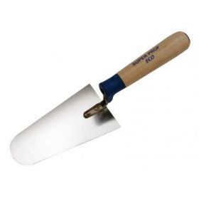Troffel SUPER PROF ECO rond Belgisch model RVS 140mm met HOUTEN greep