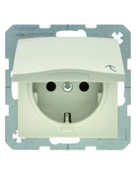 Hager Berker Wandcontactdoos randaarde Inbouw 1V Klapdeksel S1 / B? Wit Glans (UITVERKOOP, OP = OP)