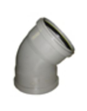 PVC Afvoerbocht 45 graden 2xmanchet grijs 125mm