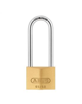 Abus 65/50HB80 messing hangslot met hoge beugel verschillend sluitend - 50 mm