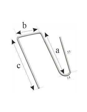 FOS panhaak 433 - 65-43-83mm - 55x14 S-haak RVS (Friese FOS panhaak) - 250 stuks