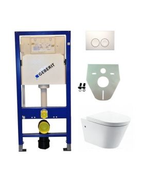 Geberit UP 100 Flow Rim wc + zitting + Delta 21 wit