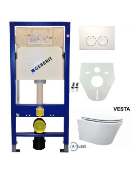 Geberit UP 100 Vesta Rimless wc + Flatline zitting + Delta 21 wit