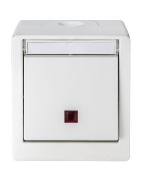 Opus Resist (puls)schakelaar met verlichting Controle schakelaar Uit/wissel, rode lens helder wit