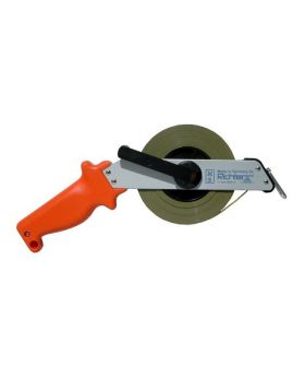 Richter meetband 10mx13mm, grijze RVS band, blank becijferd, aluminium frame, lood C