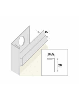 Stucstopprofiel 1132 L= 300 cm 1x15mm