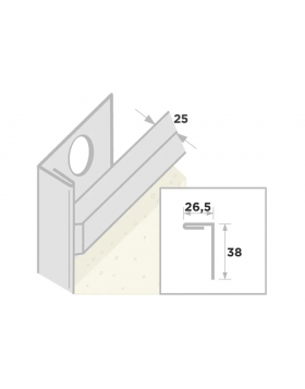 Stucstopprofiel 1136 L= 300 cm 1x25mm