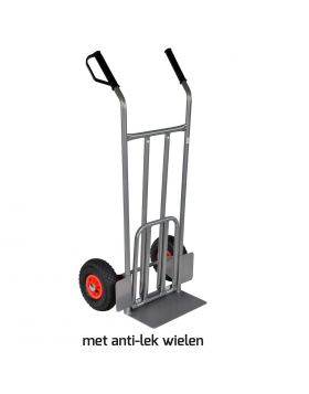 Steekwagen uitklapbaar plateau 250 kg softwiel (anti-lek band) - NL-fabricaat