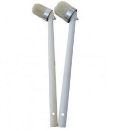 Bokkepoot. wit haar. met houten steel 40 mm