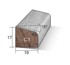Meranti glaslat C1 17x19mm 490cm gegrond wit