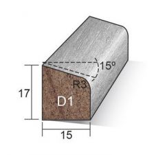 Meranti glaslat d1 17x15mm 400cm gegrond