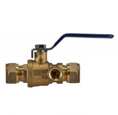 Water-kogelstopkraan 2xknel met aftapgedeelte 12mm