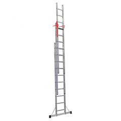 Schuifladder 3-delig + Top Safe met 3x12 sporten en Werkhoogte 890 cm (Levertijd ca. 1 week)