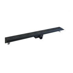 Wiesbaden Zwarte douchegoot+flens +kunstst.sifon+filter 90x7