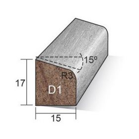 Meranti glaslat d1 17x15mm 400cm gegrond