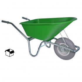 Tuin kruiwagen verzinkt frame 100 Liter limegroen softwiel (anti-lek band) DOOS - NL-fabricaat 