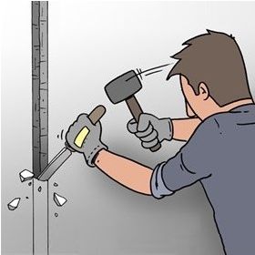 Sleuf binnenmuur voor kabels