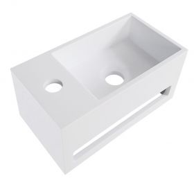 Wiesbaden Solid Surface fontein & handdoekhouder links 356x203x159