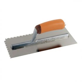 Lijmspaan Super Prof 280x120 mm RVS. driehoeksvertanding 9x5x7 mm met SUPERSOFT-handgreep