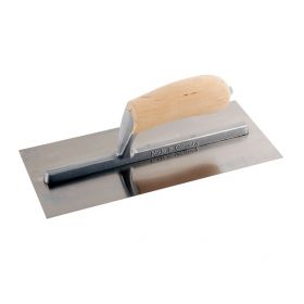 Pleisterspaan SUPER PROF 305x120x0.65 mm met houten handgreep. RVS