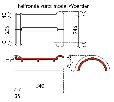 Monier OVH206 Halfronde Vorst - Blauw Gesmoord