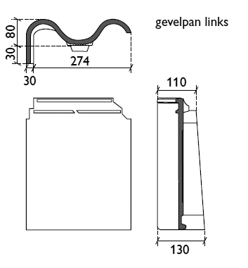 Gevelpan Links Monier OVH206 - Blauw Gesmoord